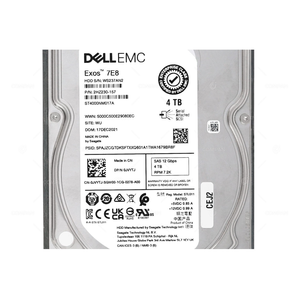 JVYTJ CMP DELL HDD 4TB 7.2K SAS 12G 3.5" LFF FOR DELL COMPELLENT
